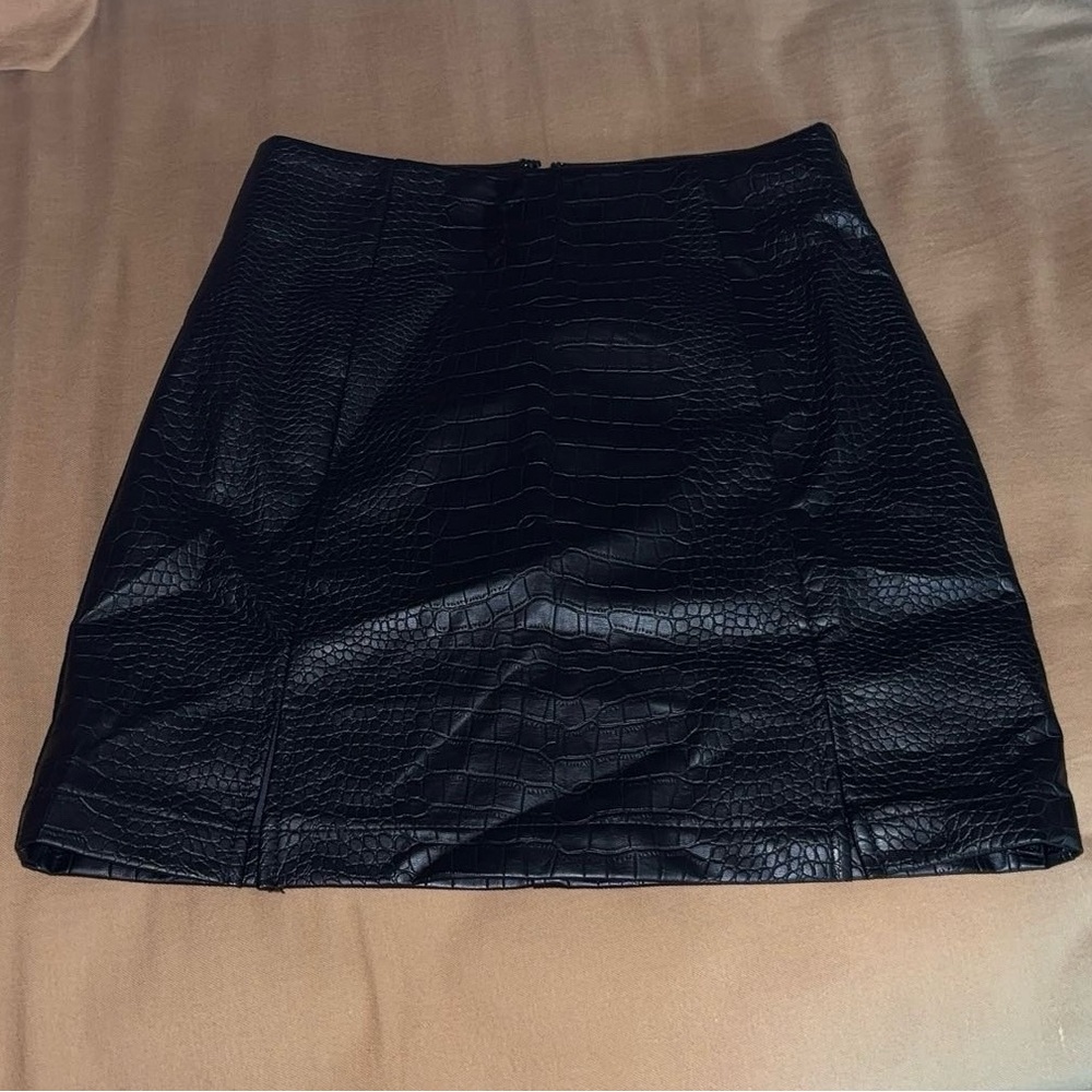 Black faux leather skirt